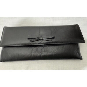 Vintage Genuine Leather Clutch Jane Shilton Black Made England 11" Purse